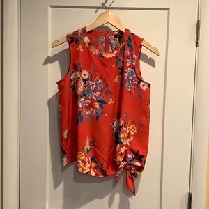 Express Red Floral Sleeveless Blouse